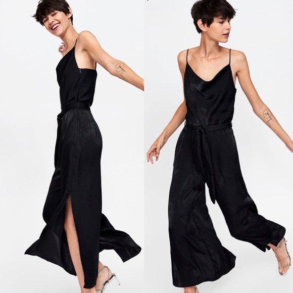 zara satin jumpsuit